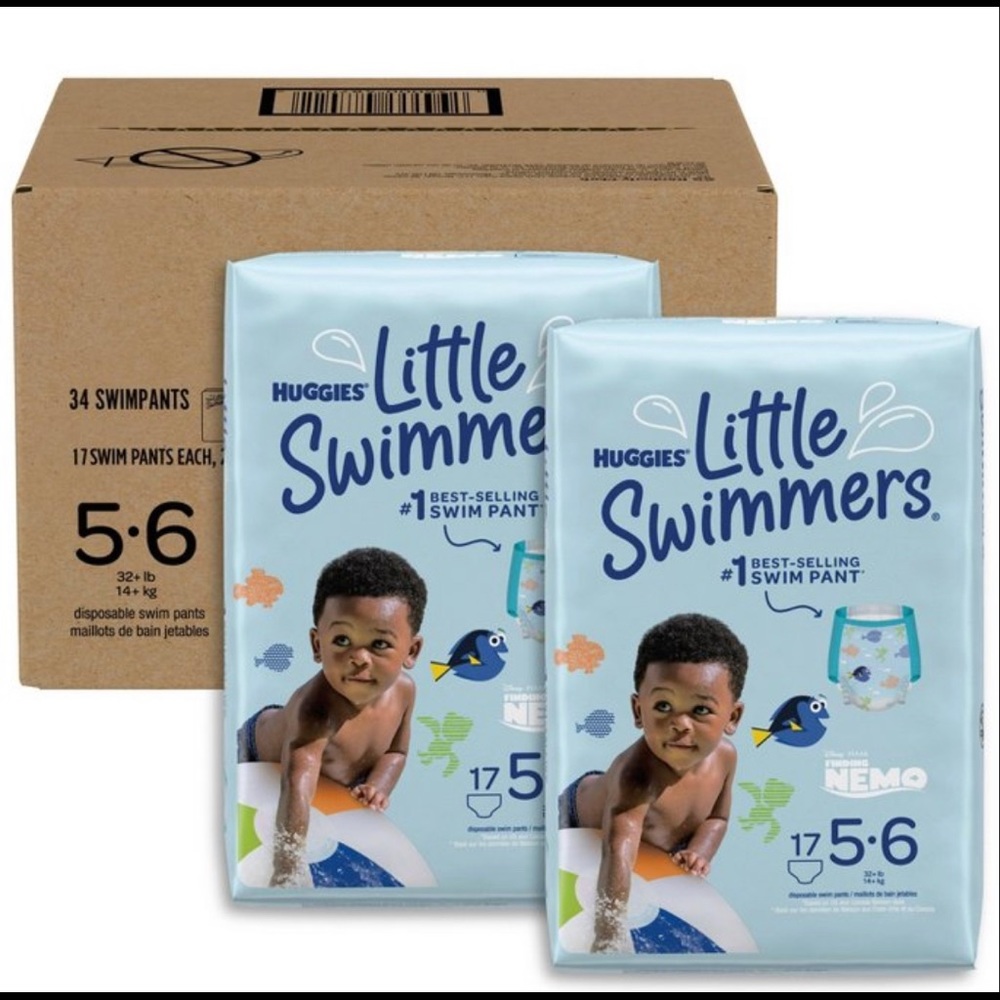 34 Huggies Little Swimmers Diapers Size Large 5-6 2 packages of 17